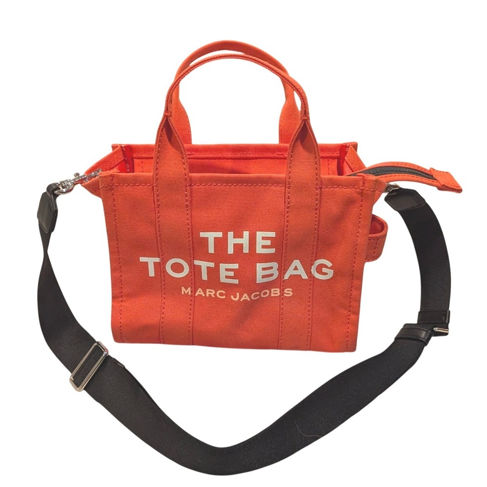 Marc Jacobs The Tote Bag Mini Orange Canvas Crossbody Handbag Satchel Neon